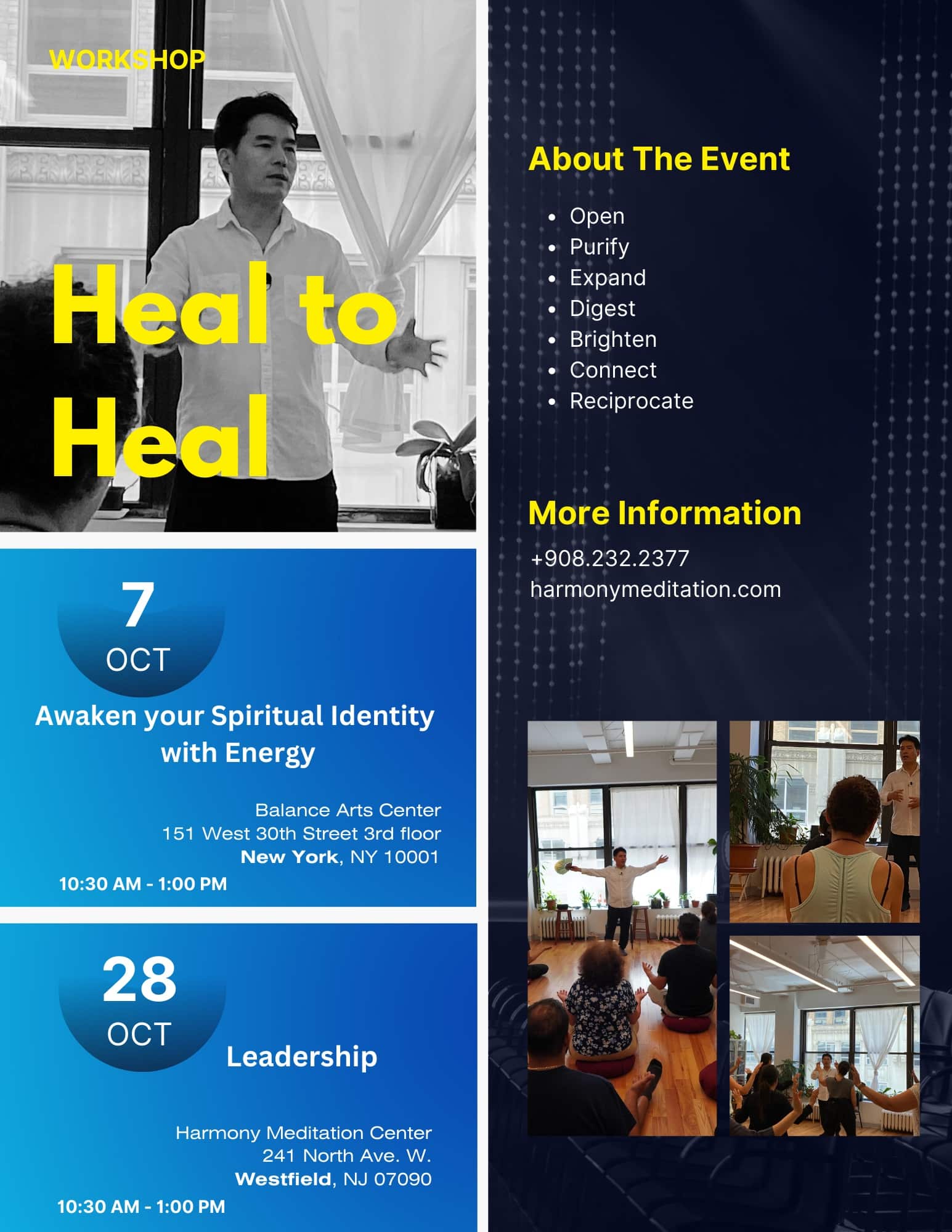 Heal to Heal October 2023 schedule. Oct 7 Heal to Heal | Awaken your Spiritual Identity with Energy. Oct 28 Heal to Heal Leadership