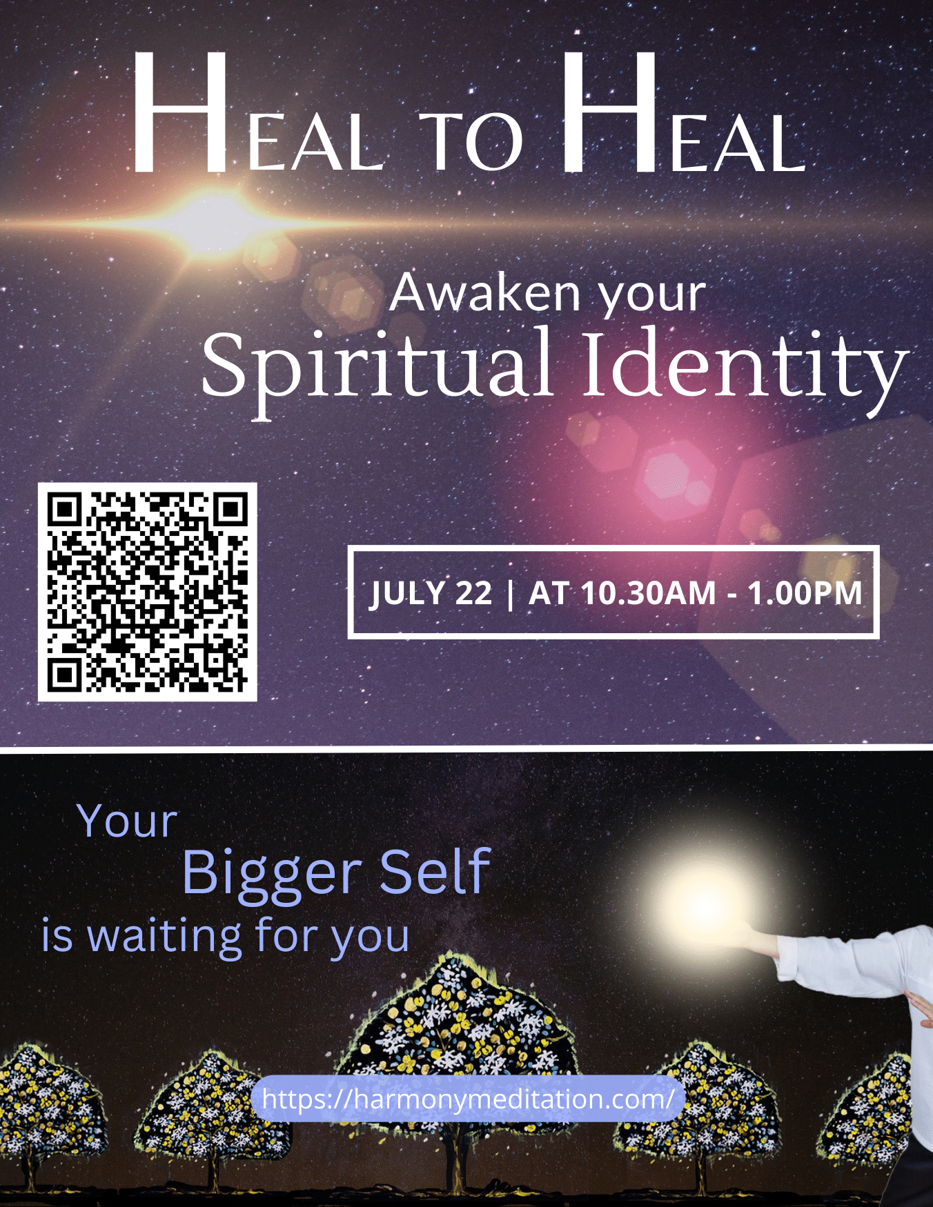 Heal to Heal - Awaken your Spiritual Identity. Coming to Manhattan on July 22 2023, from 10:30AM - 1PM